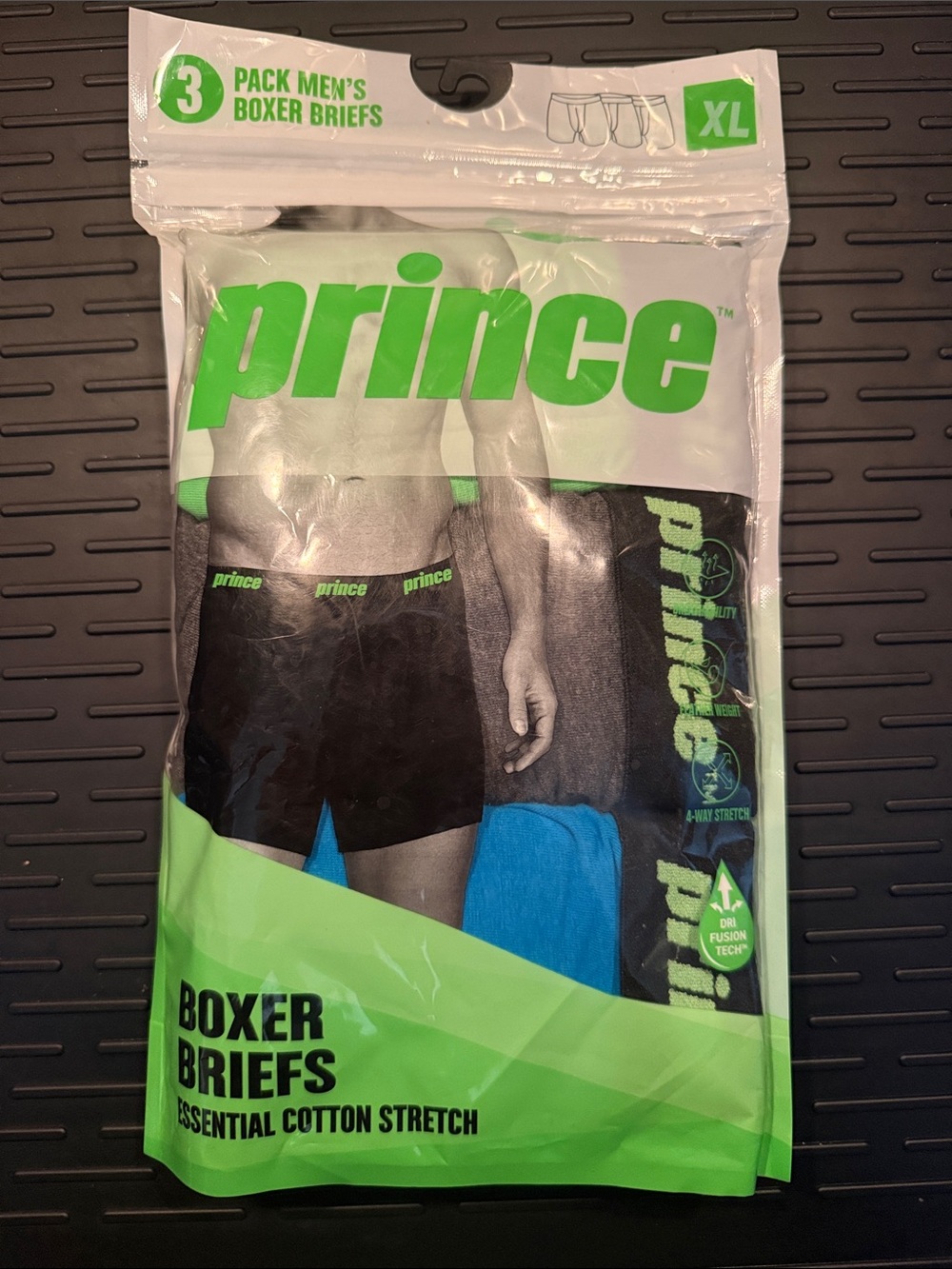 Prince Men's Boxer Briefs 3-Pack - Black/Blue (XL)